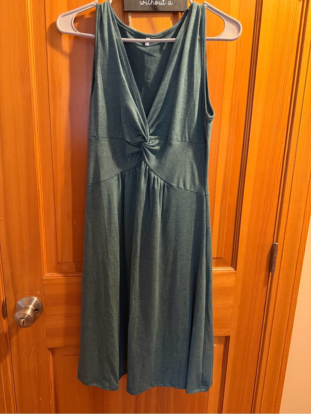 Sleeveless Twist-Front Green Women's Dress